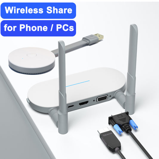 50M Wireless Video Transmitter & Receiver USB VGA HDMI Extender Display Adapter